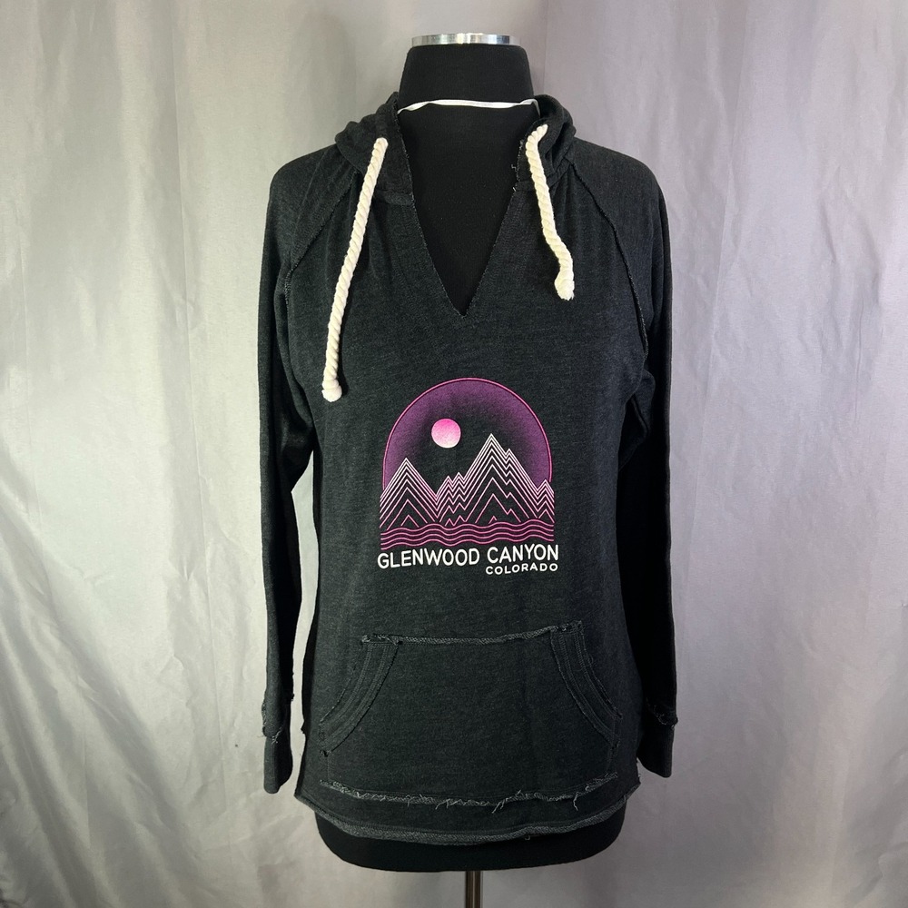 Live Love Ouray Hoodie Womens M Charcoal Gray Glenwood Canyon Colorado Graphic